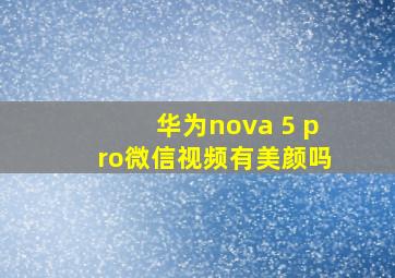 华为nova 5 pro微信视频有美颜吗